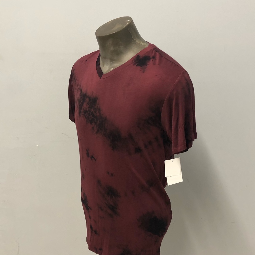 Lavane t-shirt vneck burgundy modern soft cotton - Picture 2 of 3